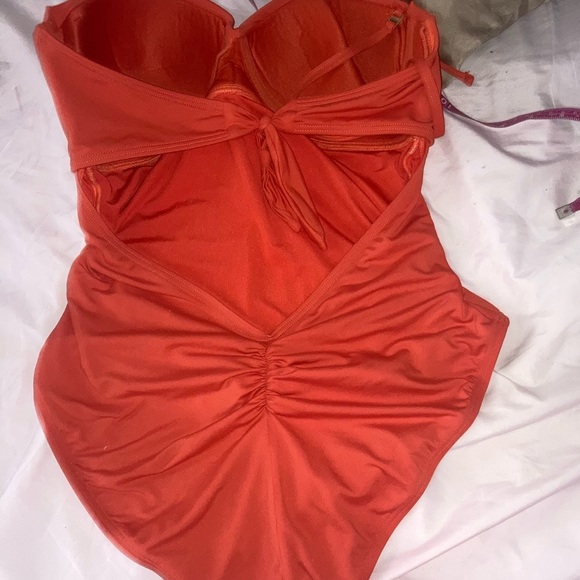 Kate Spade One Piece Orange twist top strapless S/M - Picture 8 of 11